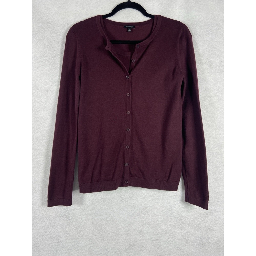 Talbots 2PC Sweater Set Women's Small Burgundy Cardigan & Top Button Up